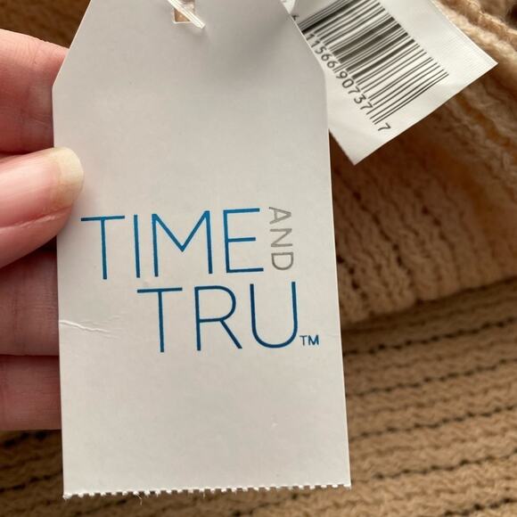 Time & Tru NWT Women's S/M Boho Cottagecore Ribbed Fringe Poncho Winter Comfy - Picture 7 of 9